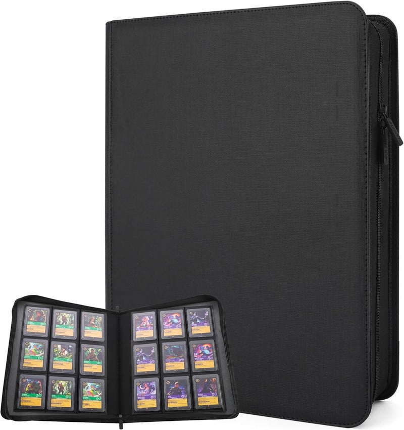 FORZAROCKET 324 Toploader Binder | 9-Pocket Zippered Ringless Album for TCG & Sports Cards | PU Leather Side-Load Storage - Image 1
